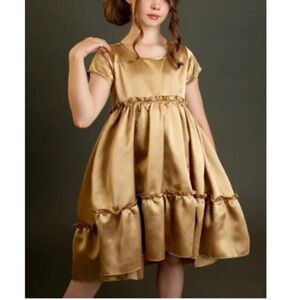 Joyfolie mia joy Satin Kids Dress in Gold